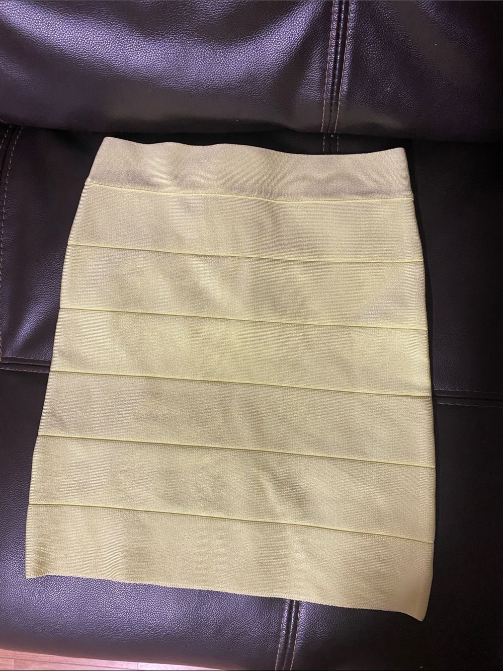 bebe Yellow Bandage-Style Mini Skirt